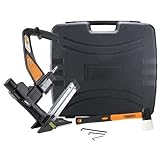Freeman PFL618BR Pneumatic 3-in-1 15.5-Gauge and 16-Gauge 2' Flooring Nailer / Stapler with Flooring Mallet, Interchangeable Base Plates, and Case