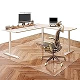 Office Chair Mat for Hardwood Floor: 63'x 51' Extra Large Chair Mats for Hard Wood and Tile Floor, Clear Floor Mat for Rolling Chair and Computer Desk, Heavy Duty Plastic Floor Protector for L Desk